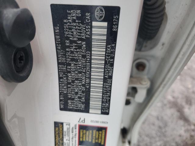 4T1BF1FK2HU814933 - 2017 TOYOTA CAMRY LE 白色 照片 13