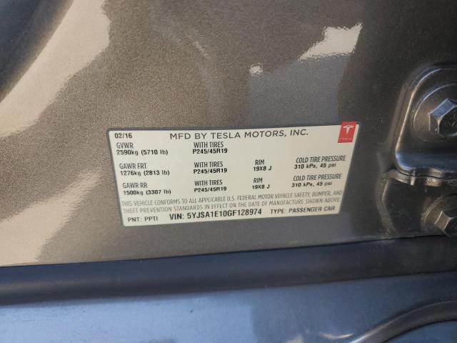 5YJSA1E10GF128974 - 2016 TESLA MODEL S GRAY photo 13