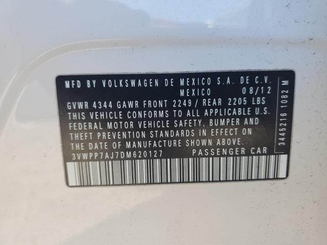 3VWPP7AJ7DM620127 - 2013 VOLKSWAGEN JETTA S WHITE photo 12