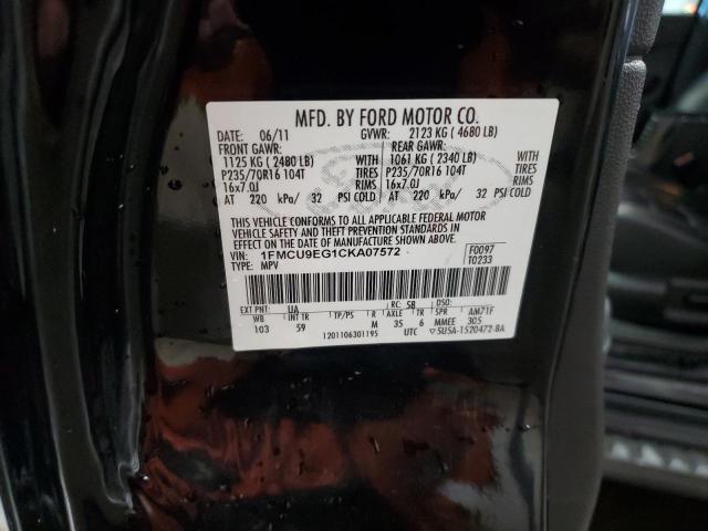 1FMCU9EG1CKA07572 - 2012 FORD ESCAPE LIMITED BLACK photo 14