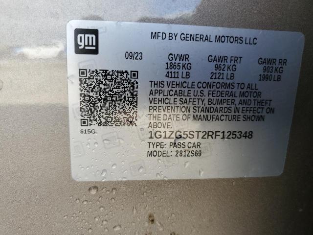 1G1ZG5ST2RF125348 - 2024 CHEVROLET MALIBU RS BROWN photo 12