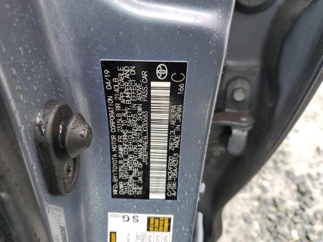 JTDEPRAE6LJ030683 - 2020 TOYOTA COROLLA LE BLUE photo 12