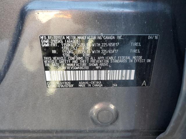 2T3BFREV5GW486200 - 2016 TOYOTA RAV4 LE GRAY photo 13