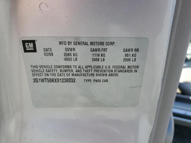 2G1WT58KX81238032 - 2008 CHEVROLET IMPALA LT Silber Foto 12