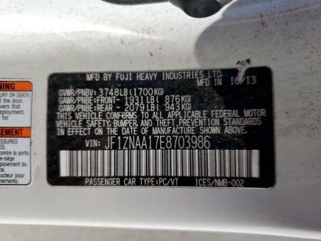 JF1ZNAA17E8703986 - 2014 TOYOTA SCION FR-S WHITE photo 12