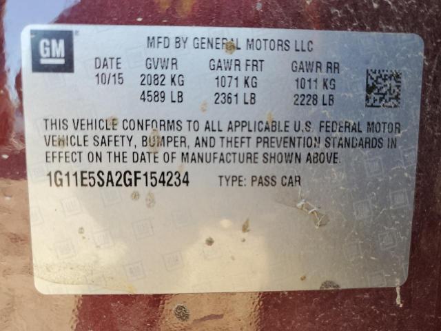 1G11E5SA2GF154234 - 2016 CHEVROLET MALIBU LIM LTZ MAROON photo 12