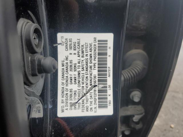 2HGFC2F81KH567361 - 2019 HONDA CIVIC SPORT შავი ფოტო 13