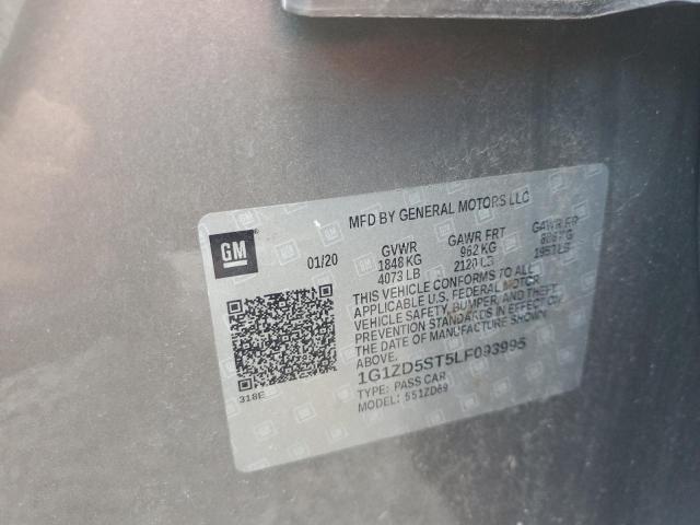 1G1ZD5ST5LF093995 - 2020 CHEVROLET MALIBU LT თაფლისფერი ფოტო 12