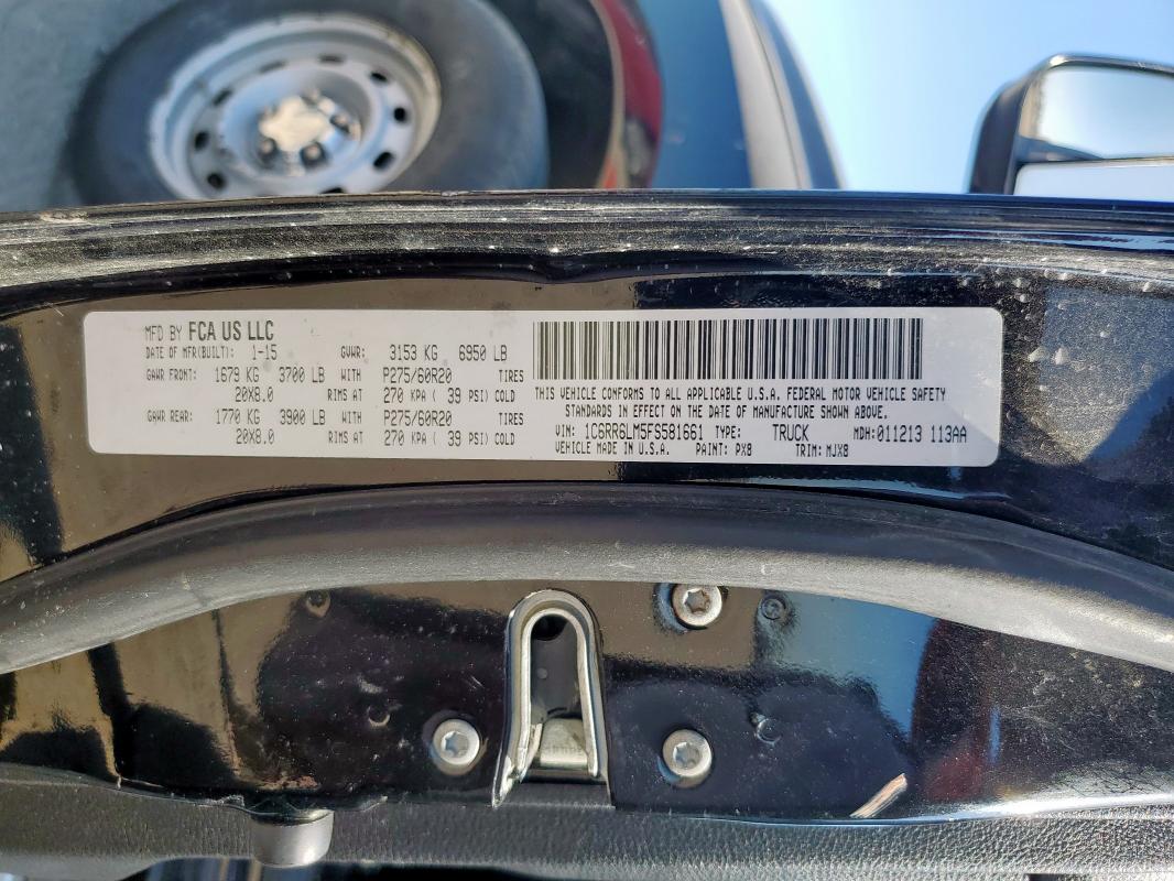 1C6RR6LM5FS581661 - 2015 RAM 1500 SLT შავი ფოტო 12