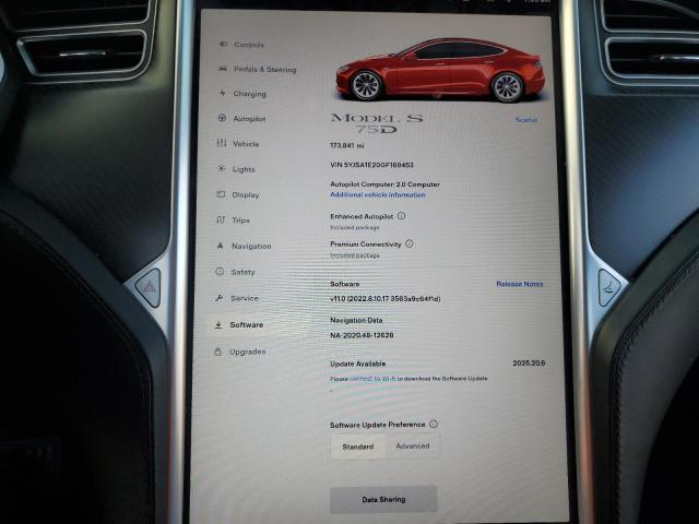 5YJSA1E20GF169453 - 2016 TESLA MODEL S Бордовый фото 9