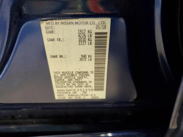 1N4AL3AP7JC251550 - 2018 NISSAN ALTIMA 2.5 BLUE photo 12