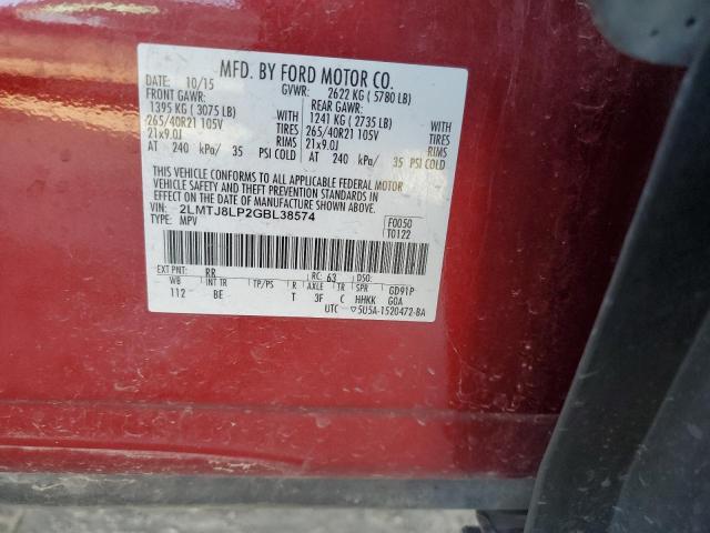 2LMTJ8LP2GBL38574 - 2016 LINCOLN MKX RESERVE RED photo 13