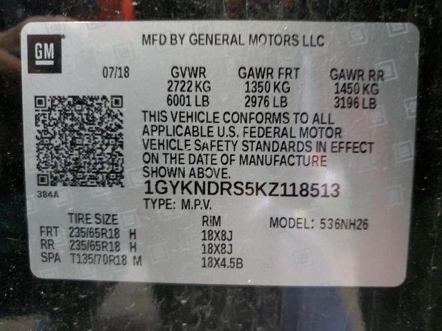 1GYKNDRS5KZ118513 - 2019 CADILLAC XT5 LUXURY Қара фото 13