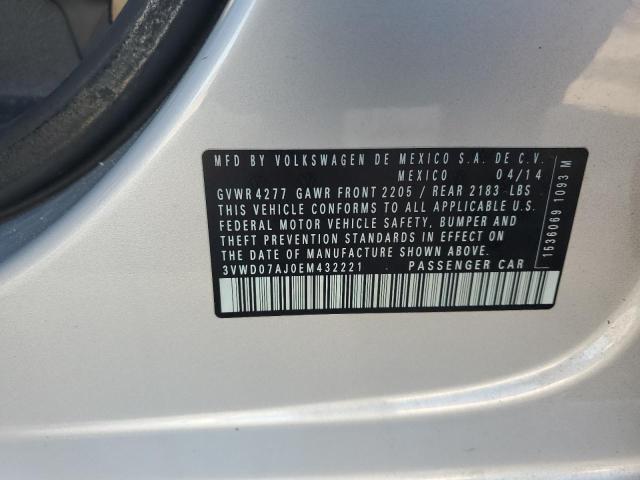 3VWD07AJ0EM432221 - 2014 VOLKSWAGEN JETTA SE SILVER photo 12