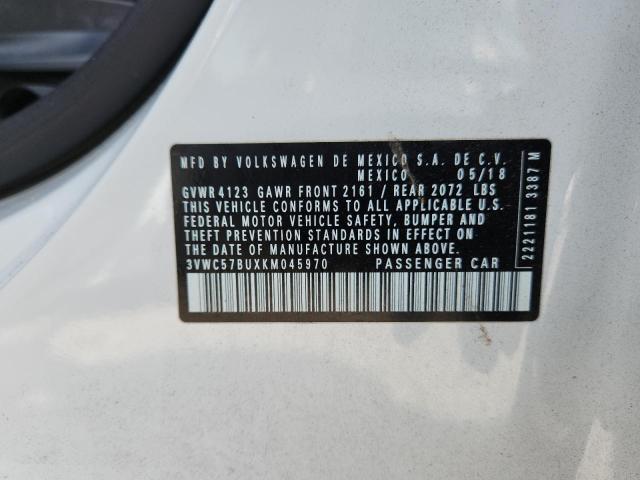 3VWC57BUXKM045970 - 2019 VOLKSWAGEN JETTA S WHITE photo 12