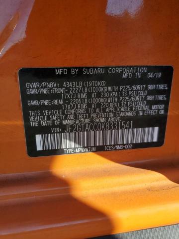 JF2GTACC0K8331541 - 2019 SUBARU CROSSTREK PREMIUM Narıncı foto 14