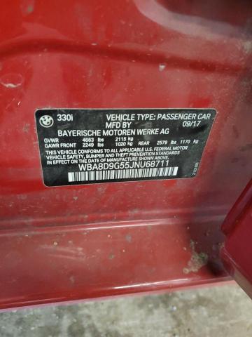 WBA8D9G55JNU68711 - 2018 BMW 330 XI 红色 照片 12