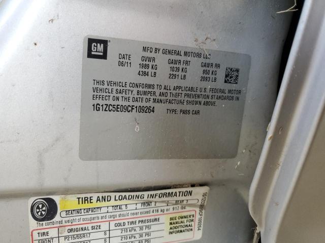 1G1ZC5E09CF109264 - 2012 CHEVROLET MALIBU 1LT SILVER photo 12