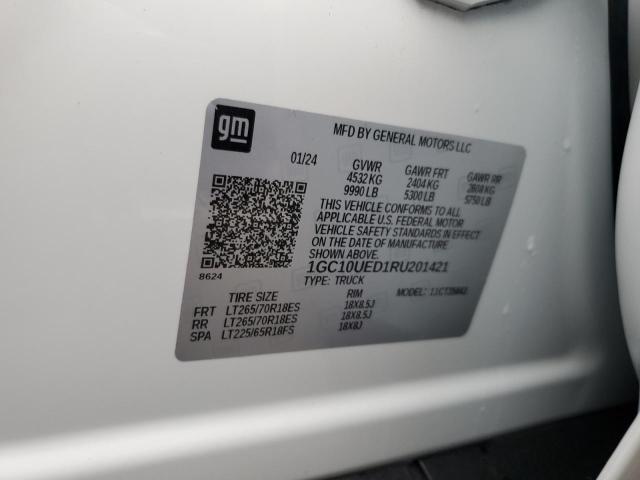 1GC10UED1RU201421 - 2024 CHEVROLET SILVERADO WHITE photo 12