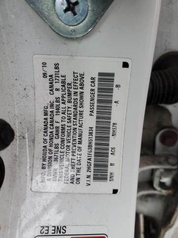 2HGFA1F63BH513834 - 2011 HONDA CIVIC LX-S Beyaz fotoğraf 12