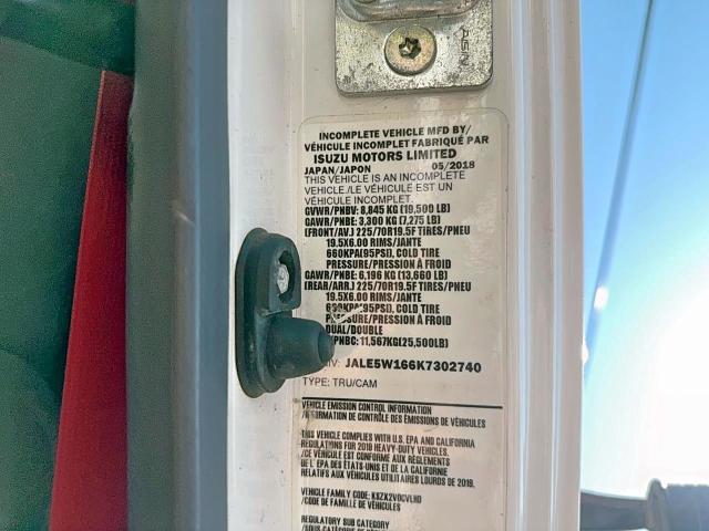 JALE5W166K7302740 - 2019 ISUZU NQR Ақ фото 10