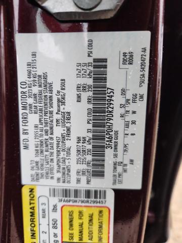 3FA6P0H79DR299457 - 2013 FORD FUSION SE 栗色 照片 13