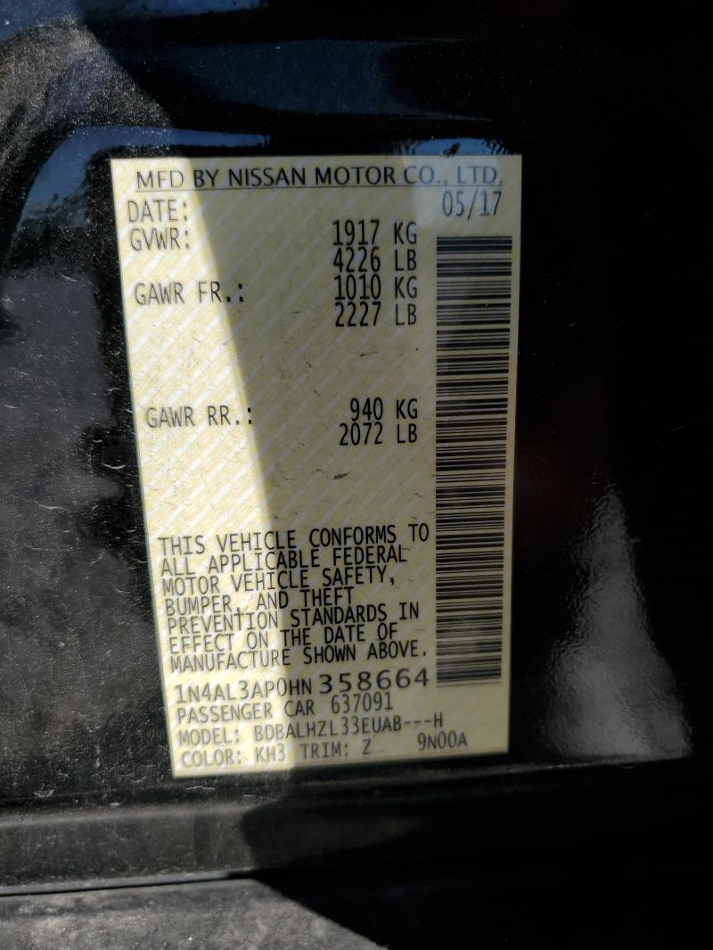 1N4AL3AP0HN358664 - 2017 NISSAN ALTIMA 2.5 BLACK photo 12