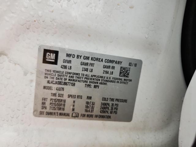 KL4CJASB2JB677159 - 2018 BUICK ENCORE PREFERRED WHITE photo 13