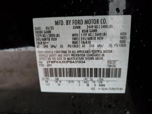 2FMPK4J93PBA31034 - 2023 FORD EDGE SEL BLACK photo 13