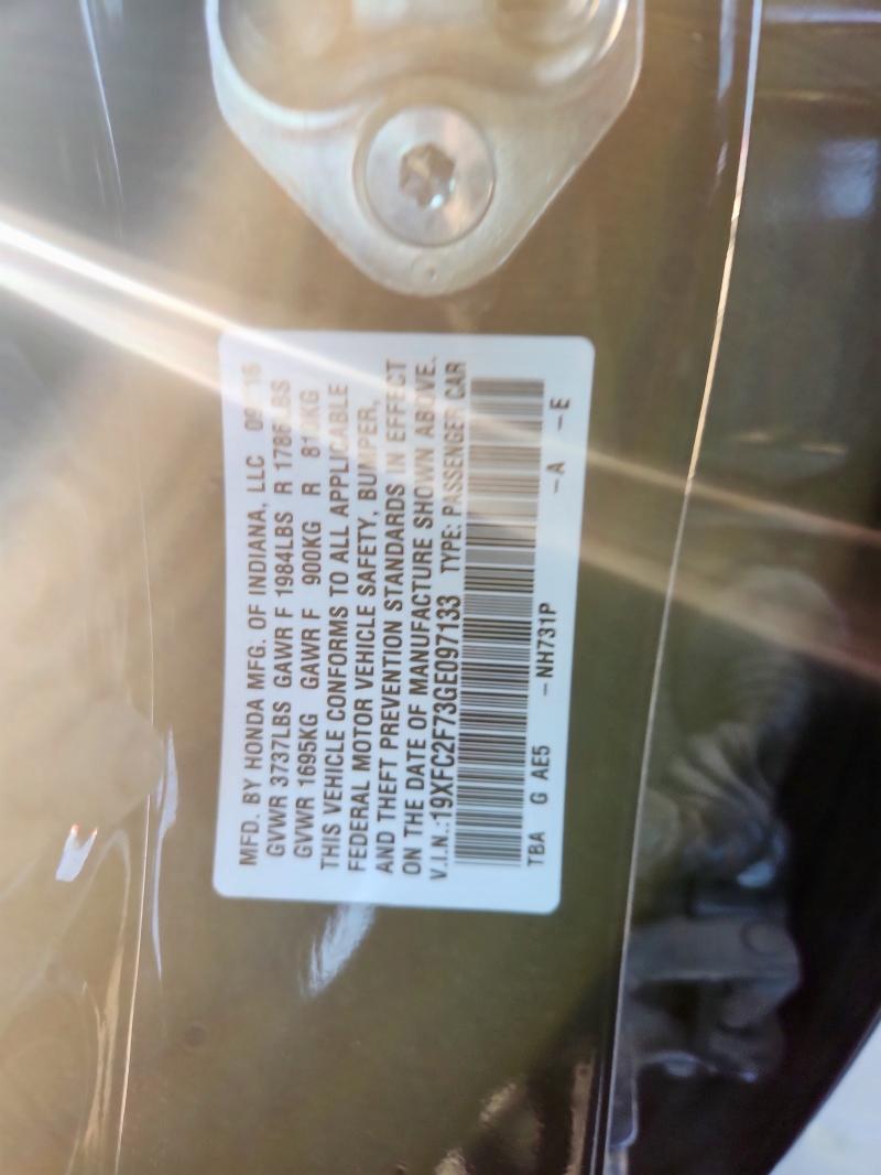 19XFC2F73GE097133 - 2016 HONDA CIVIC EX BLACK photo 12