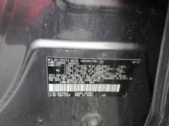 JTMBFREV1DD016349 - 2013 TOYOTA RAV4 LE CHARCOAL photo 13