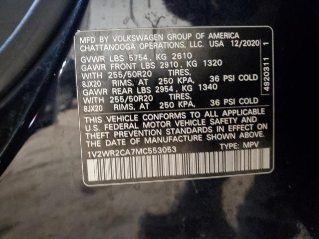 1V2WR2CA7MC553053 - 2021 VOLKSWAGEN ATLAS SE Siyah fotoğraf 14