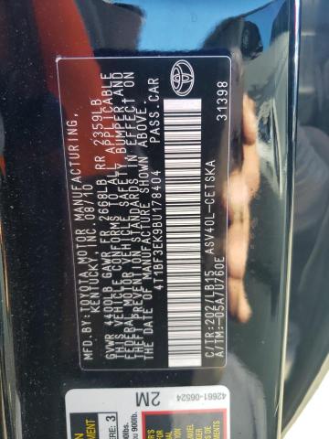 4T1BF3EK9BU178404 - 2011 TOYOTA CAMRY BASE BLACK photo 12