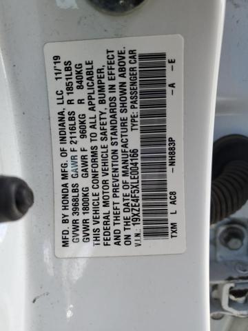 19XZE4F5XLE004166 - 2020 HONDA INSIGHT EX 白色 照片 13