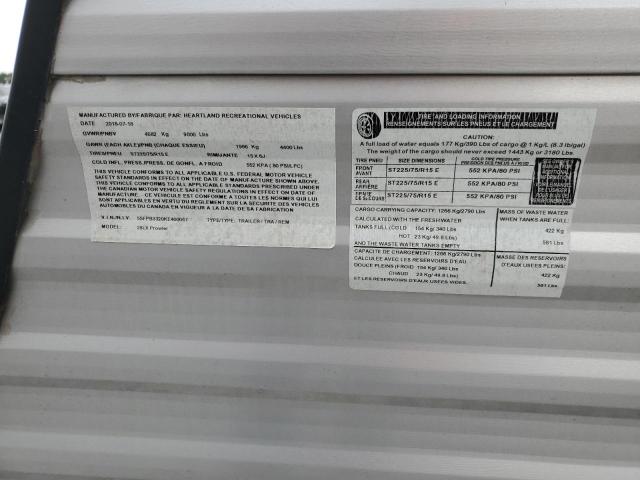 5SFPB3320KE400067 - 2019 HEARTLAND PROWLER Blanco foto 10