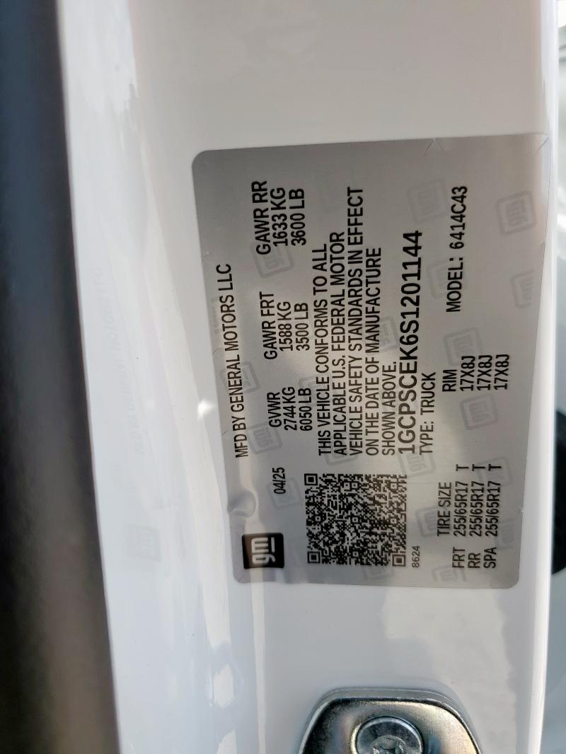 1GCPSCEK6S1201144 - 2025 CHEVROLET COLORADO LT WHITE photo 12