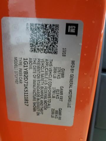 1G1YB2D71K5111817 - 2019 CHEVROLET CORVETTE STINGRAY 1LT ORANGE photo 12