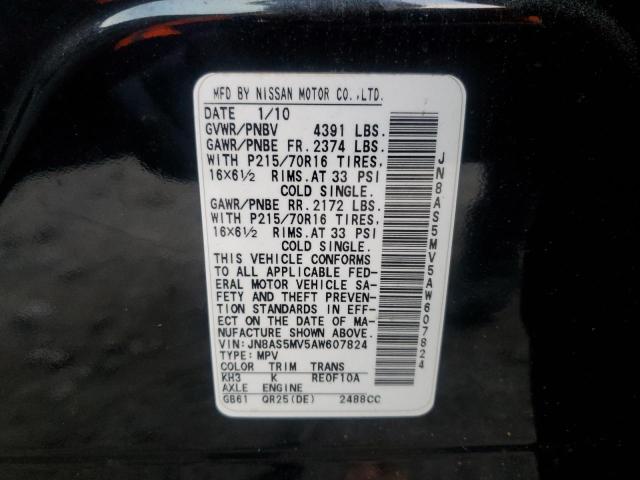 JN8AS5MV5AW607824 - 2010 NISSAN ROGUE S BLACK photo 13