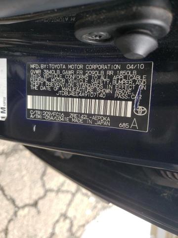 JTDBU4EE4A9107140 - 2010 TOYOTA COROLLA BASE BLACK photo 13