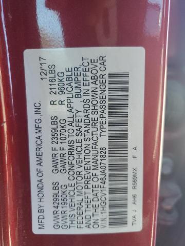 1HGCV1F46JA071828 - 2018 HONDA ACCORD EX 红色 照片 13