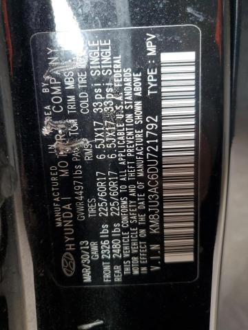 KM8JU3AC6DU721792 - 2013 HYUNDAI TUCSON GLS Siyah fotoğraf 13