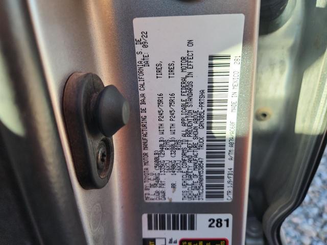 3TMCZ5AN0NM530547 - 2022 TOYOTA TACOMA DOUBLE CAB Күміс фото 12