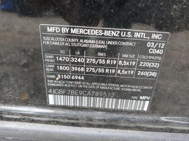 4JGBF7BE9CA789512 - 2012 MERCEDES-BENZ GL 450 4MATIC BLACK photo 13