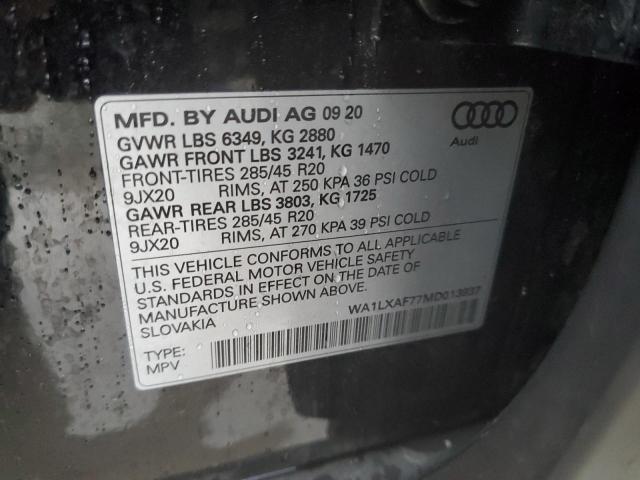 WA1LXAF77MD013937 - 2021 AUDI Q7 PREMIUM PLUS BLACK photo 13
