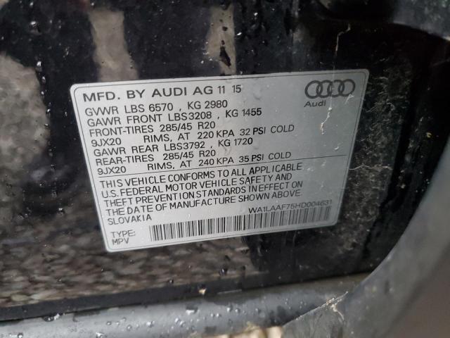 WA1LAAF75HD004631 - 2017 AUDI Q7 PREMIUM PLUS შავი ფოტო 13