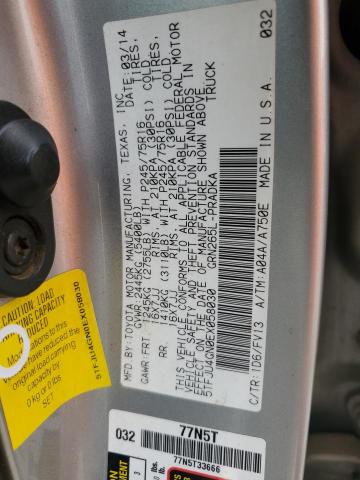 5TFJU4GN0EX058030 - 2014 TOYOTA TACOMA DOUBLE CAB PRERUNNER SILVER photo 12