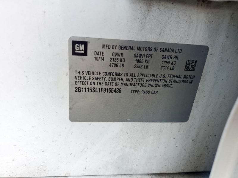 2G1115SL1F9165486 - 2015 CHEVROLET IMPALA LT WHITE photo 12