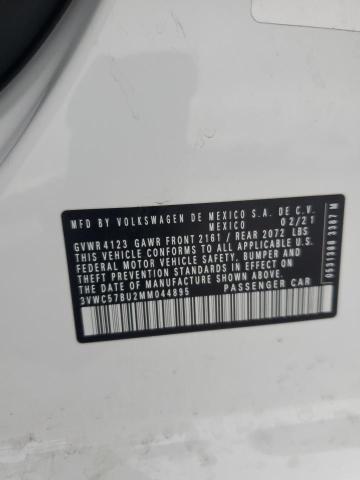 3VWC57BU2MM044895 - 2021 VOLKSWAGEN JETTA S WHITE photo 12