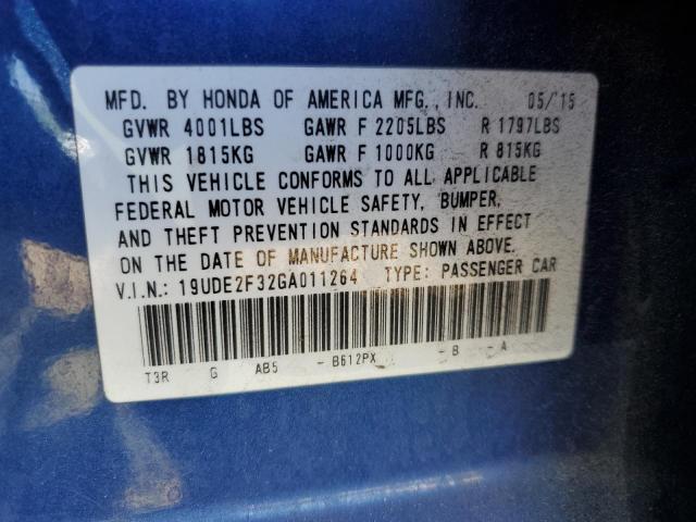 19UDE2F32GA011264 - 2016 ACURA ILX BASE WATCH PLUS BLUE photo 12