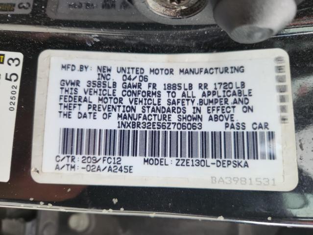 1NXBR32E56Z706063 - 2006 TOYOTA COROLLA CE BLACK photo 13